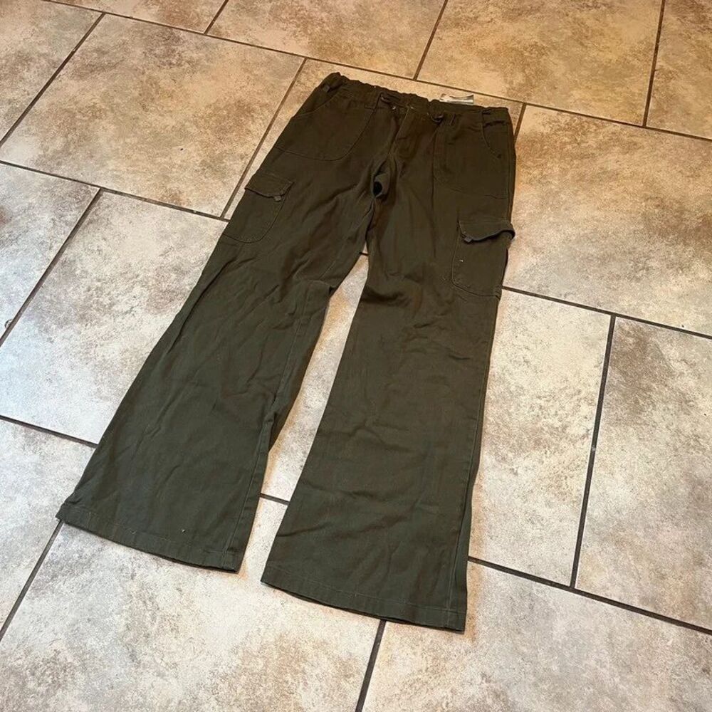 Vintage Y2K Ponny Tail USA Flared Cargo Pants Olive Green Small